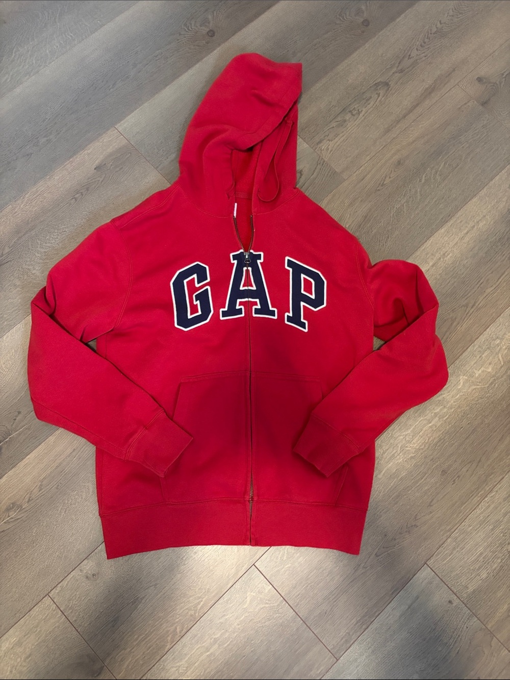 GAP Red Full-Zip Hoodie with Navy Trim Logo Brand New Never Worn